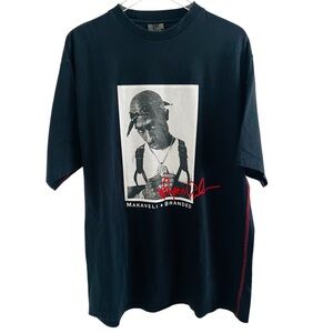 Vintage 2 PAC Makaveli Branded Embroidered Font Black T-Shirt
